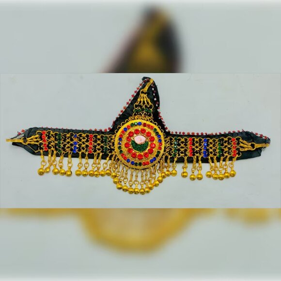 Afghan Tribal Three Rings Head Piece, Handmade Afghan Kuchi Matha Patti, Head Afghan Kuchi Antique Head Piece,Stylish Head Wear Jewelry  main image 4
